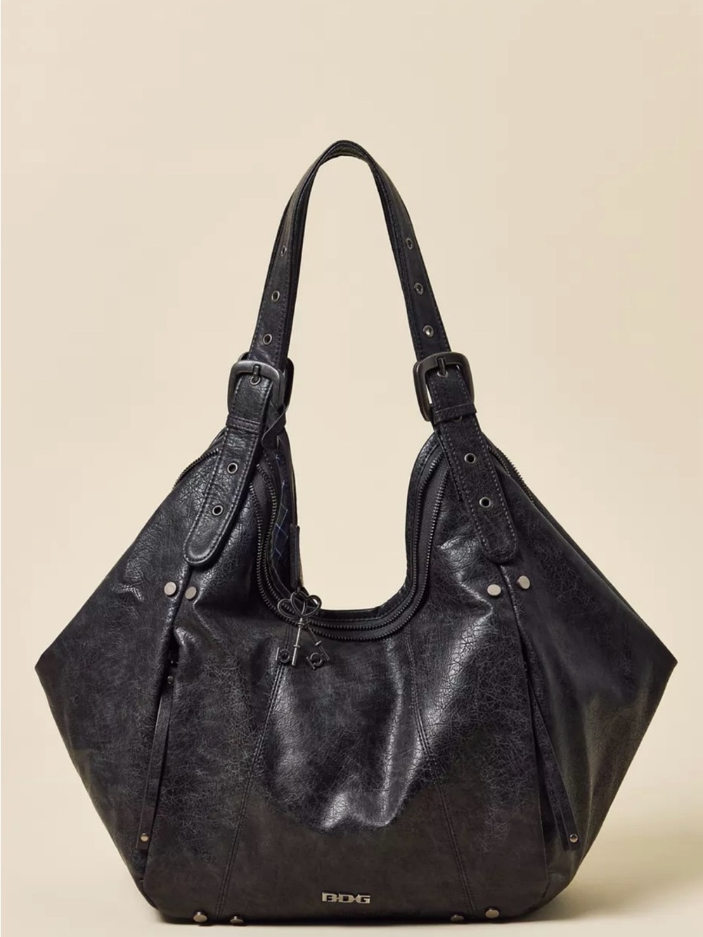BDG Black slouchy Leather-Effect Shoulder Bag